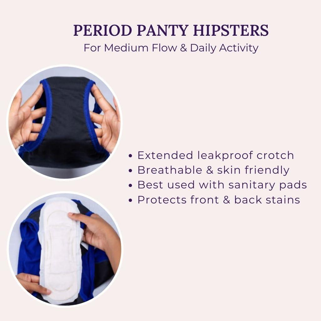 Adira Adira | Reusable Period Panty for Women | Hipster Fit | Reusable | Leakproof Panty for Periods | Low to Medium Flow | Use with Pad | Plus Size | Pack of 2 | Magenta | 7XL