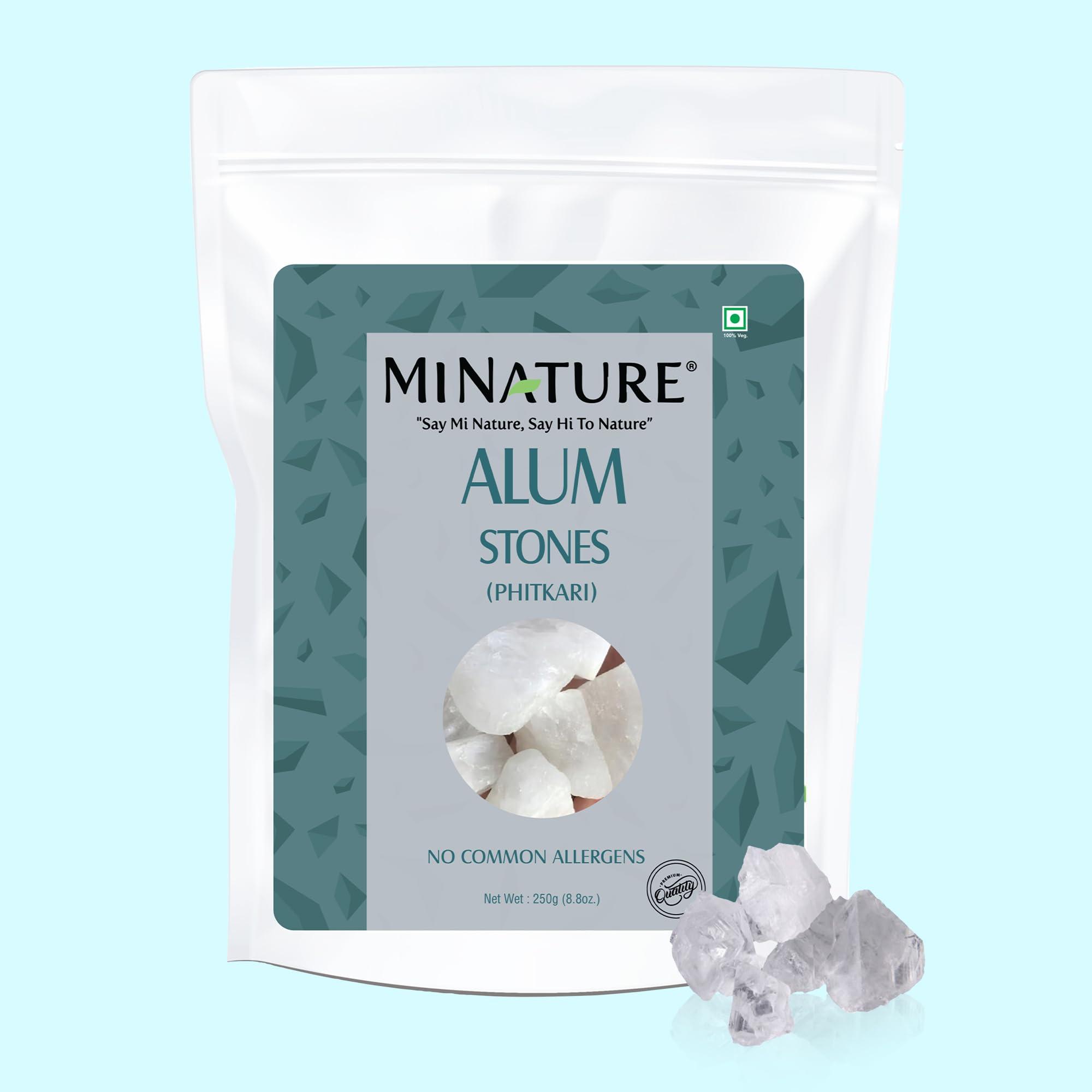 minature Alum Stone(phitkari) by mi nature | for Skin Care | Water Purify| Pure Alum Stone (Potassium Alum) (Fitkari)|Cruelty Free | Post Shave Use| For Natural Deodorant (250g)