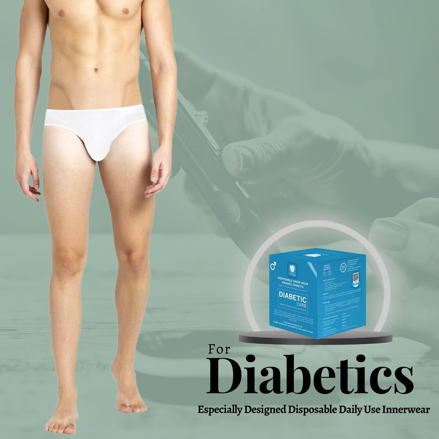 PROWEE Mens Diabetic Care Disposable Underwear Ideal for Travel, Spa, Surgeries, Hospitals (Pack of 5) (XS) White