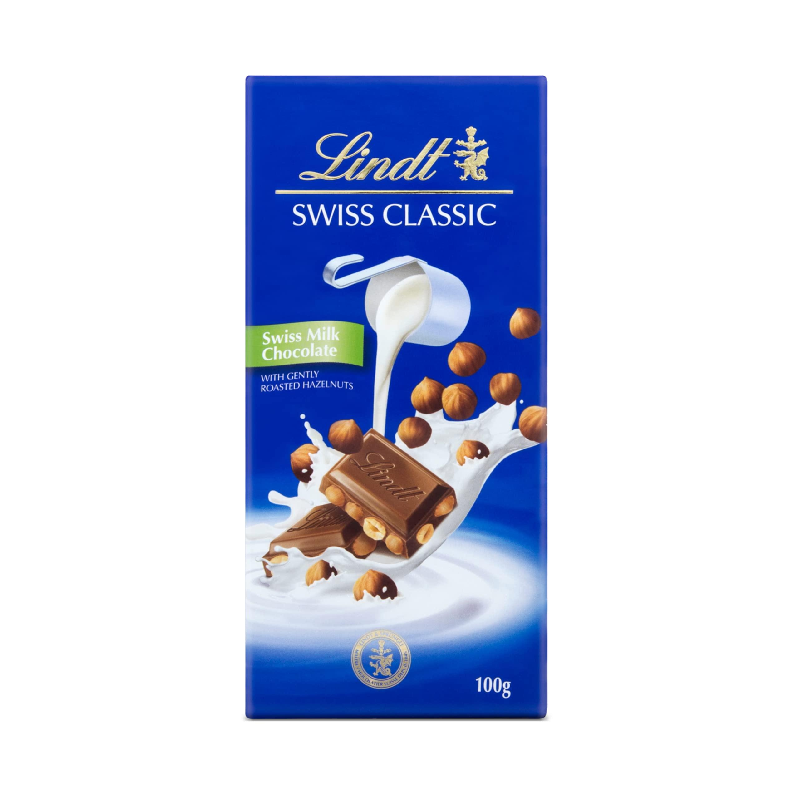 Lindt LINDT SWISS CLASSIC Milk Chocolate Hazelnut 100g (Pack of 2)