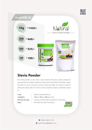 ZEVIC Zevic Stevia Sugar Free Powder | Zero Calories & Vegan | 100% Natural Sweetener Sugar Free White Powder | Keto & Diabetic Friendly - 200g (Pack of 3)