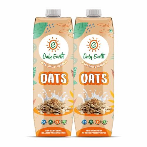 Only Earth Only Earth Oats Beverage| Unsweetened Drink | Lactose Free | Preservatives Free | Plant Based | Dairy Alternative | Source of Calcium | Source of Vitamin B1, B2 & B12 1 Litre (Pack of 2)