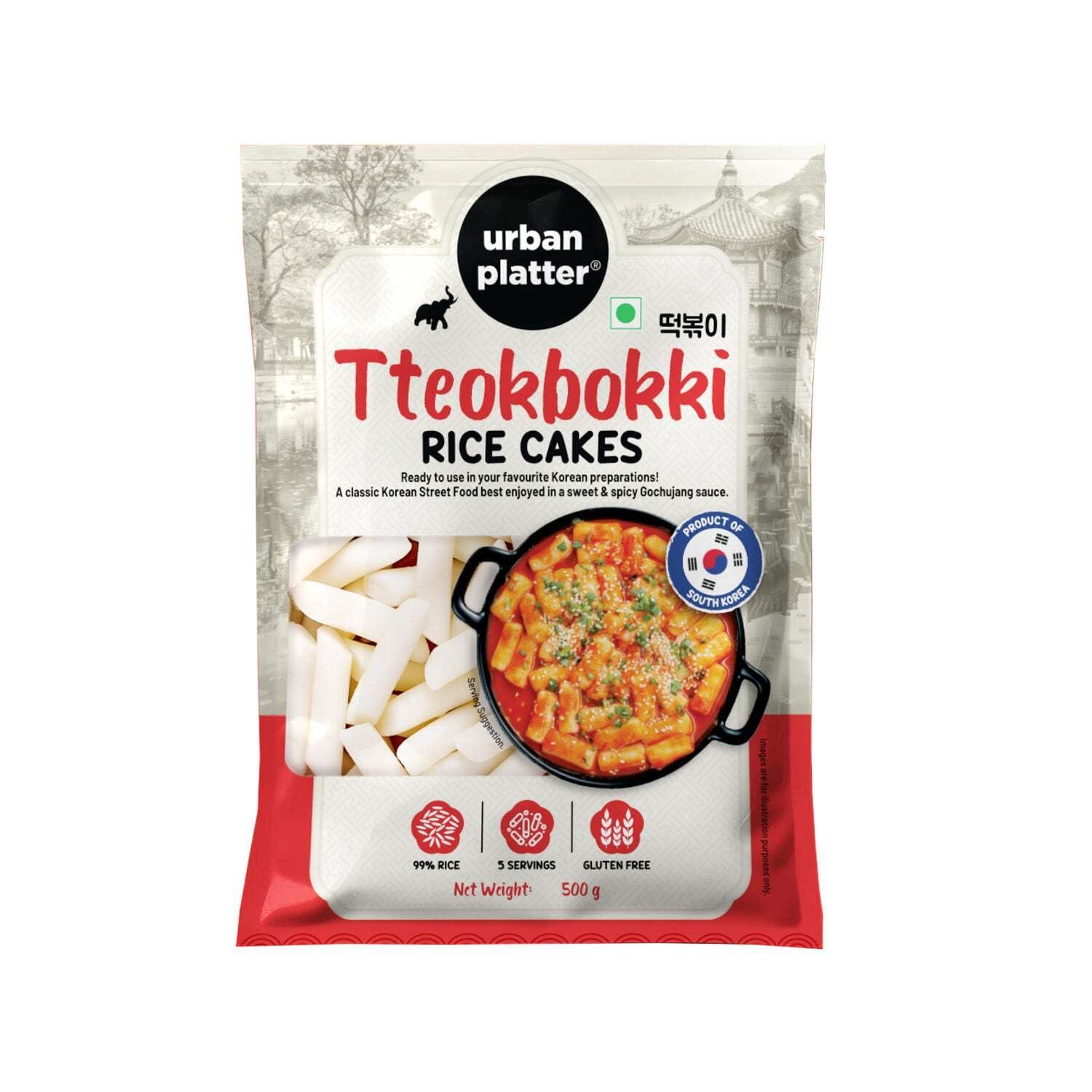 urban platter Urban Platter Classic Korean Tteokbokki Rice Cakes, 500g [Garaetteok, Korean Rice Sticks, Soft and Chewy]