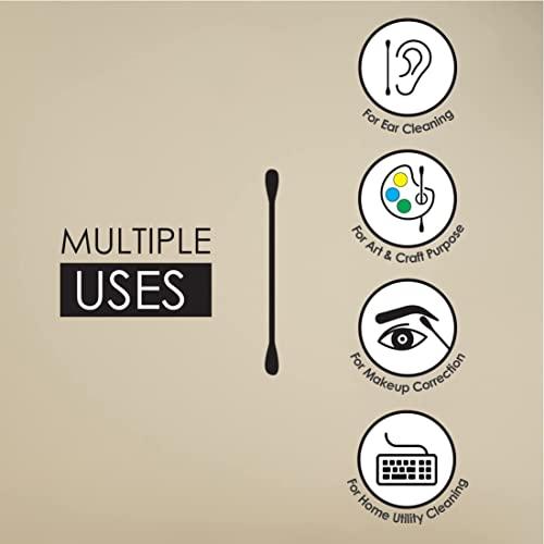 ZQBIEE ZQBIEE® 100 Sticks/Box Bamboo Cotton Swabs/Earbuds 100% Eco-Friendly & Natural Double Tipped Ear Cotton Sticks Ear Cleaning Picks Buds (Pack of 2)