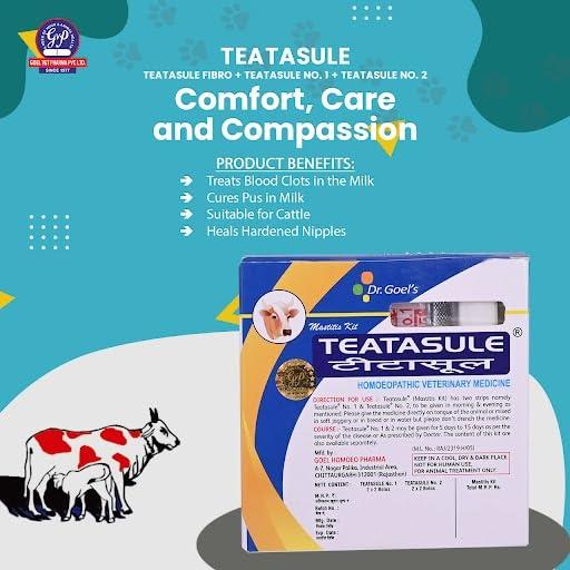 DR GOEL\'S DR GoelS Teatasule Mastitis Kit for Cattle Homeopathic Remedy Tablets for Acute, Sub-Acute, & Clinical Mastitis Helps Cows & Buffaloes No Side Effects (2 Strips of 4 Tab)