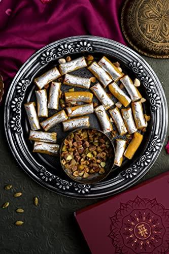 Hamam Dasta Rakhi with sweets for brother Kaju Kesar Rolls Anjeer Chakkar 500 Grams The House Of Treats Rakhi for brother combo Rakhi gift for brother with sweets Rakhi Combo Pack