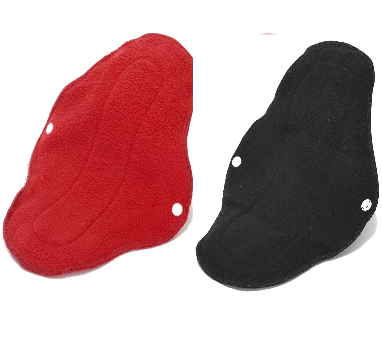 Sizi Sizi Reusable Cloth Period Pads Washable Napkin for Heavy Flow Leakproof Overnight Protects,Large Sanitary Pads Set with Wings for Women,Washable Overnight Cloth Panty Liners Period Pads. (Pack of 2)