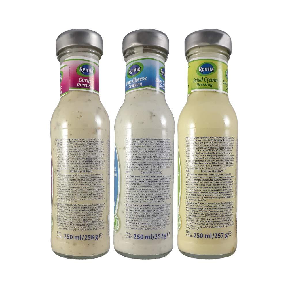 Remia Remia Blue Cheese + Garlic + Salad Cream, White, Purple & Green, 250 g, Pack of 3