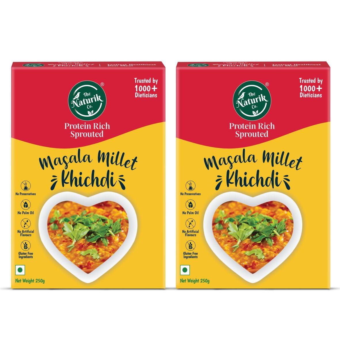 The Naturik Co The Naturik Co. Masala Millet Khichdi 500g: Ready to Eat, High Protein, Gluten-Free, Vegan, Low Calorie and No Preservative