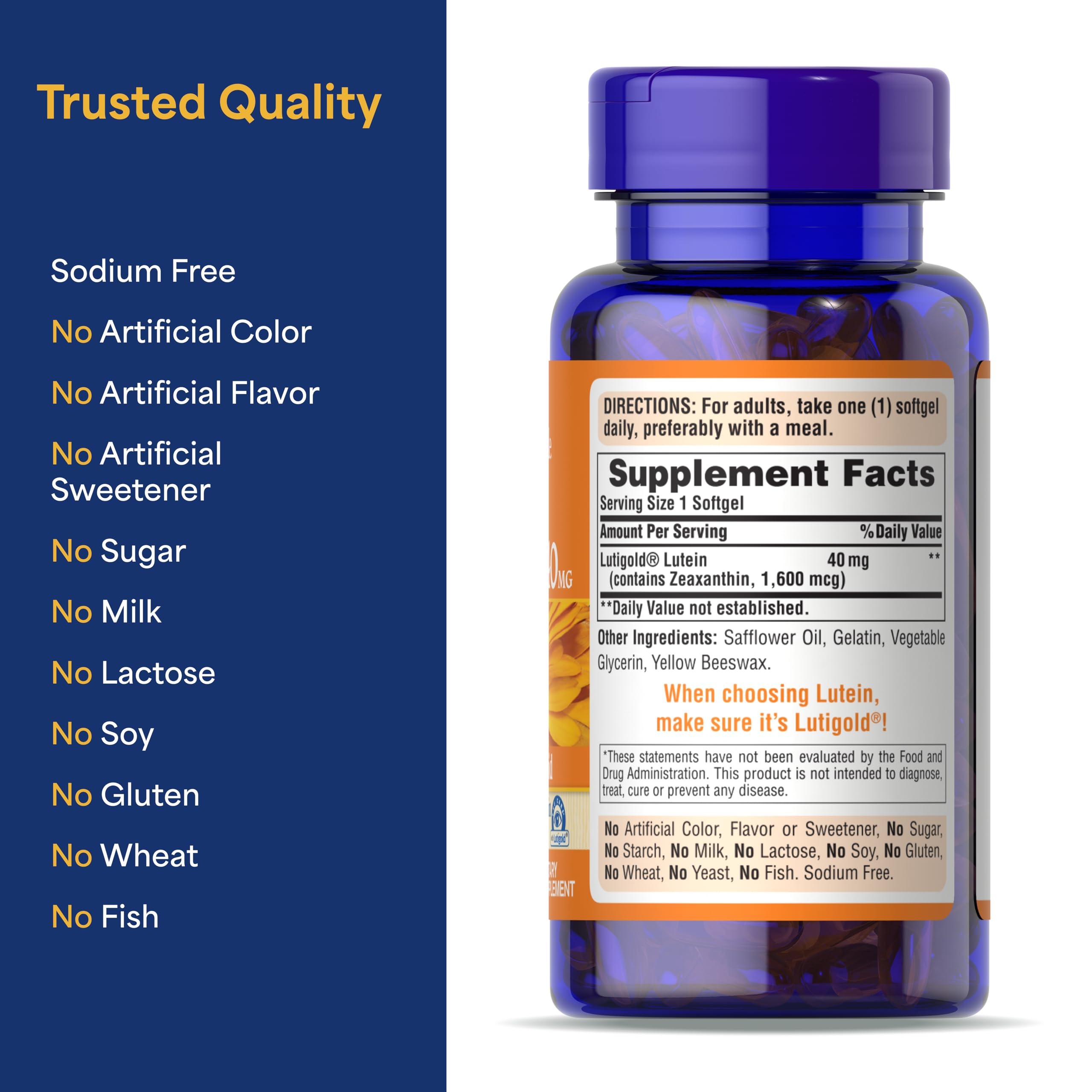Puritan's Pride Puritan's Pride Lutein 40 mg with Zeaxanthin-60 Softgels
