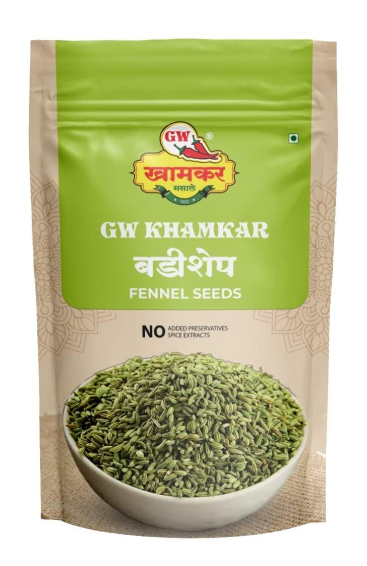 GW Khamkar GW Khamkar Badishep/Saunf Whole/Fennel Seeds/Variyari/Variyali Whole, Taste of 90 years Experience, Sweet and Powerful (1 KG.)