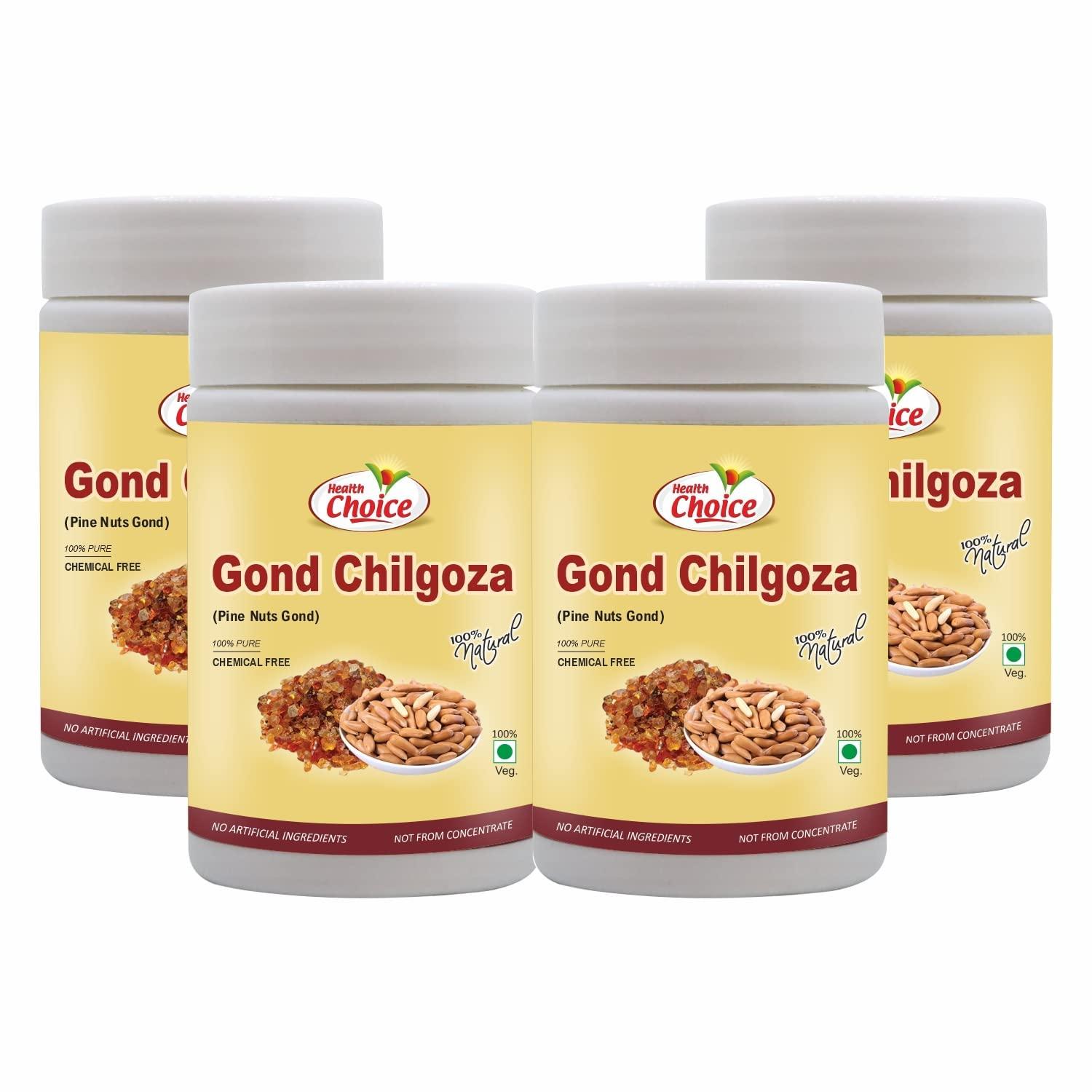 HEALTHCHOICE Health Choice Gond Chilgoza | A Natural Raw Herbs, With The Goodness Of Chilgoze | Chilgoja | Made With Dry Fruit (Pine Nuts) Botanical Gum, 120g- Pack of 4 (Pine Nut Gum)