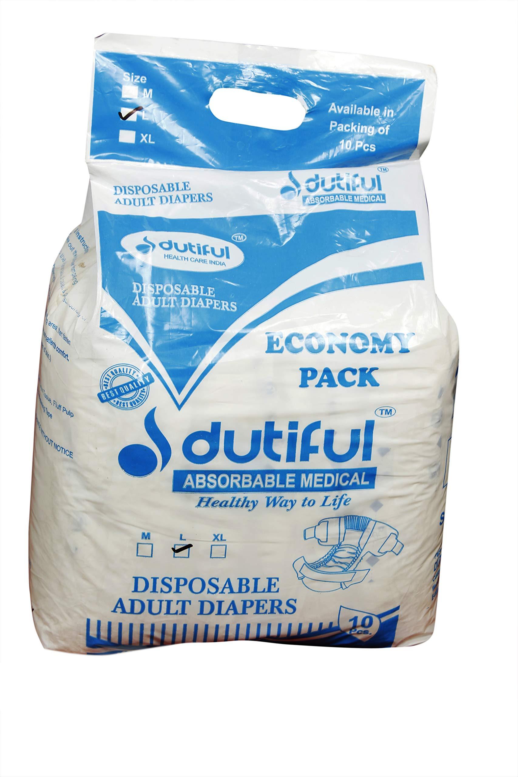 Dutiful Dutiful High absorbency adult diapers (28-44" waist size) Pack of 1 (Medium)