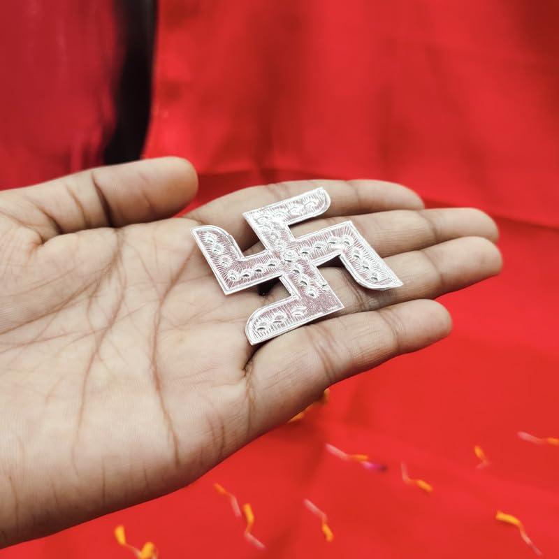 SHRI ANAND SHRI ANAND Pure Silver (Chandi) Swastik Vastu Remedies for Home Entrance for Astrological and Lal Kitab Remedy (Size: L-4cm * W-4cm * H-0.1cm | Weight : 2.9gm Approxe)