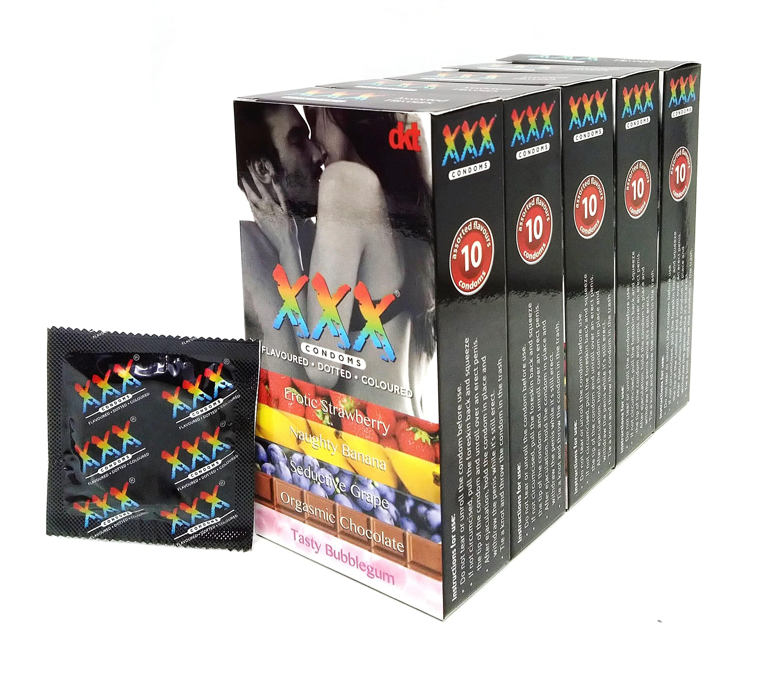 dkt dkt XXX 10S Assorted Flavored Extra Dotted Condoms for Men For Extra Stimulation and Suitable for use with Lubes and Toys Pack of 50 Condoms