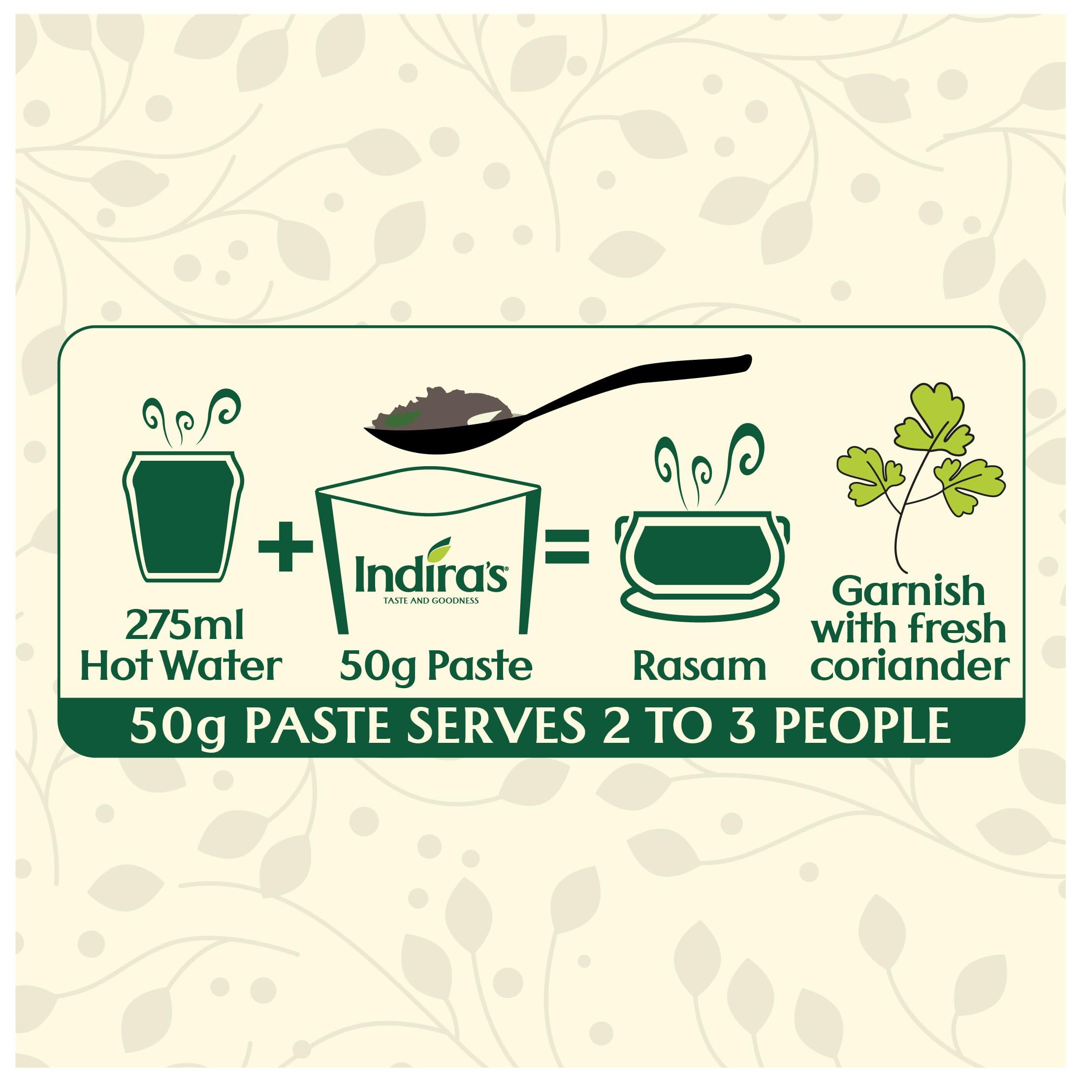 Indira\'s Indira\'s Instant Jeera Pepper Rasam Paste, More Flavourful than Rasam Powder Masala Mix, Ready To Eat Rasam, No Need For Cooking - Just Add Hot Water - 200g (Pack of 2)