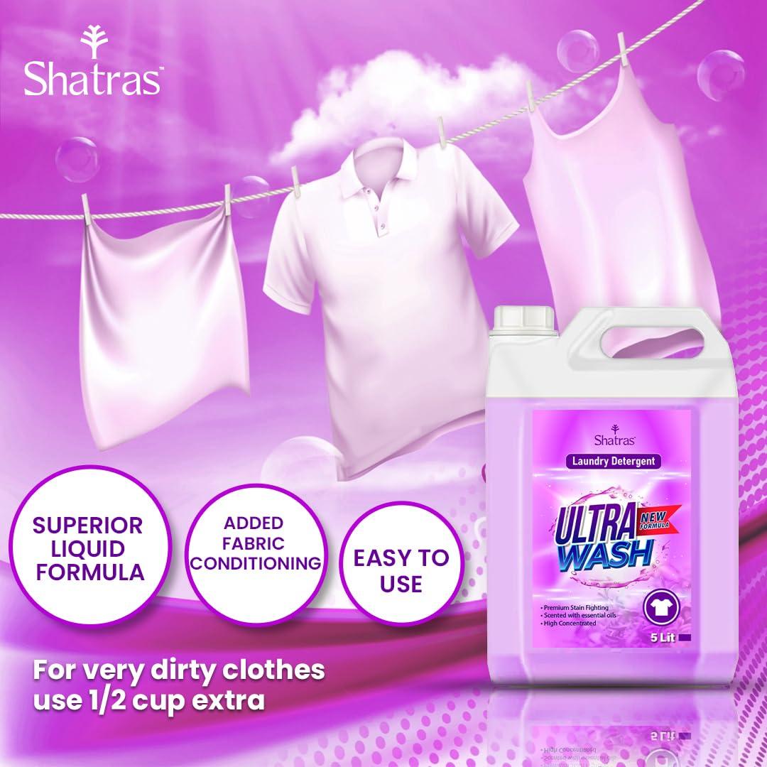 Shatras Shatras Ultra Wash Low Foam Laundry Liquid Detergent, For Top & Front Load Washing Machine Fabric Sanitising Germ Guard Daily Wash Laundry Detergent