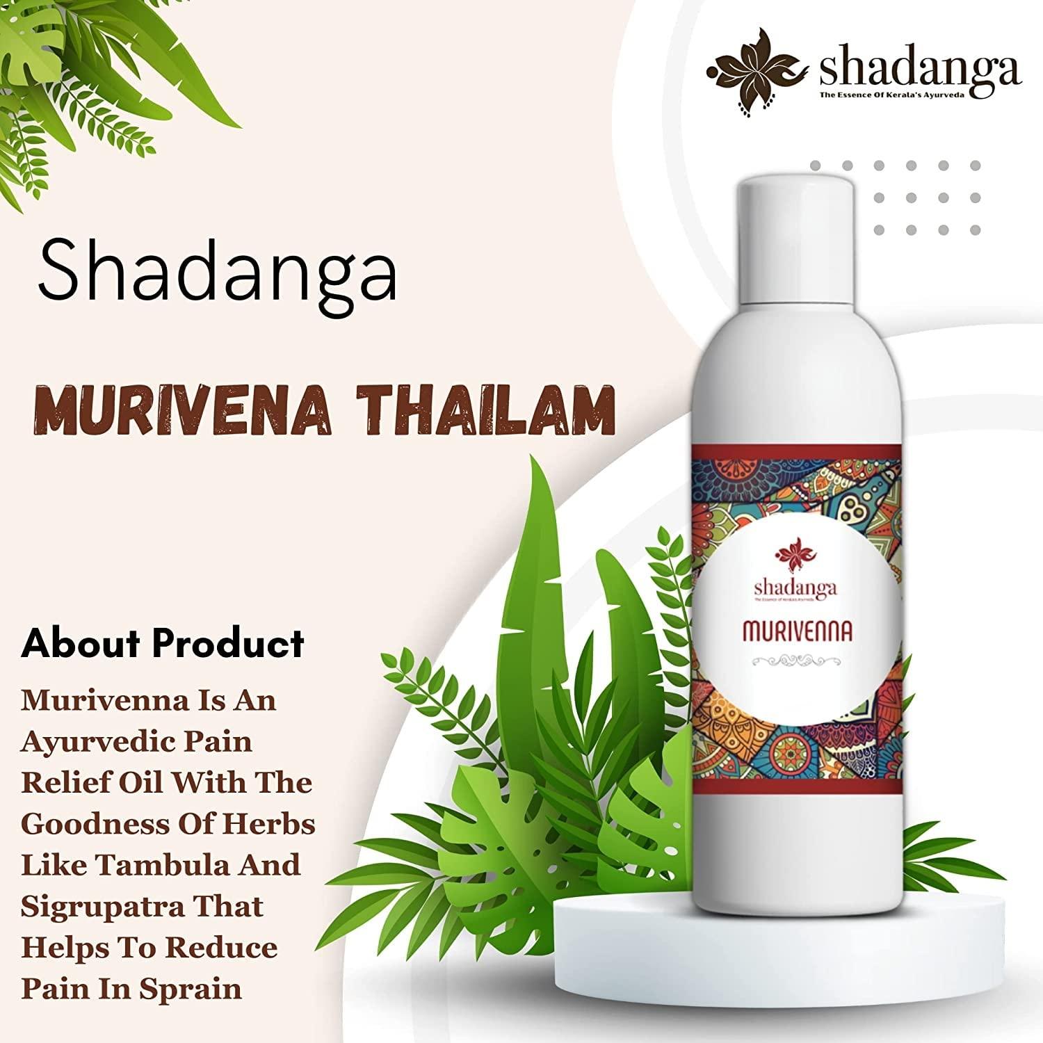 shadanga Shadanga Murivenna 100ml | Oil for Burns, Cuts, and Sprains|First aid Box Oil |Ayurvedic Pain Relief Oil|With Aloe vera, Tambula, Sigrupatra, Palandu, Tandulambu, and Shatavari in Coconut oil|