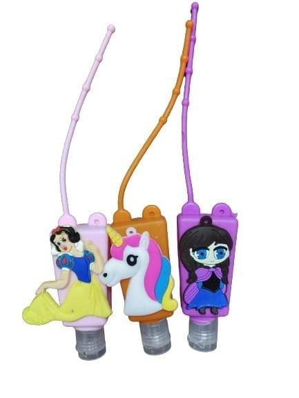 NavaFresh Basics MEMIAN Hand Sanitizer Holder for hand bag 30ml kids cartoon characters with Refill Empty bottles Random Design - PACK OF 3