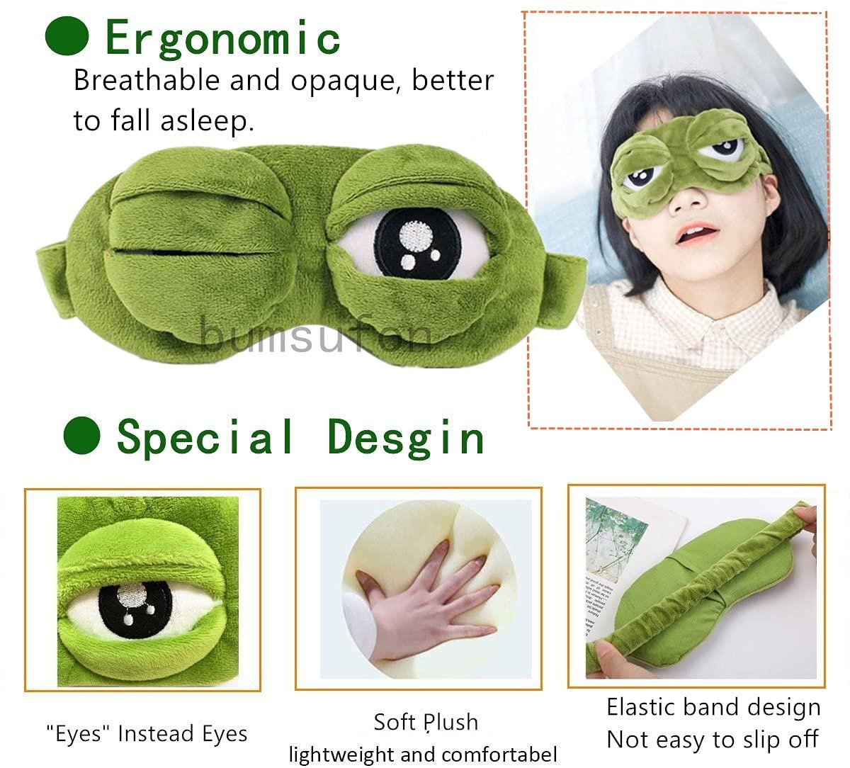 bumsufon Sleep Masks for Women,Cute Frog Funny Eye Masks for Adults Kids Funny Blindfold with Eyes Open Sleep Mask Sleep Mask for Sleeping