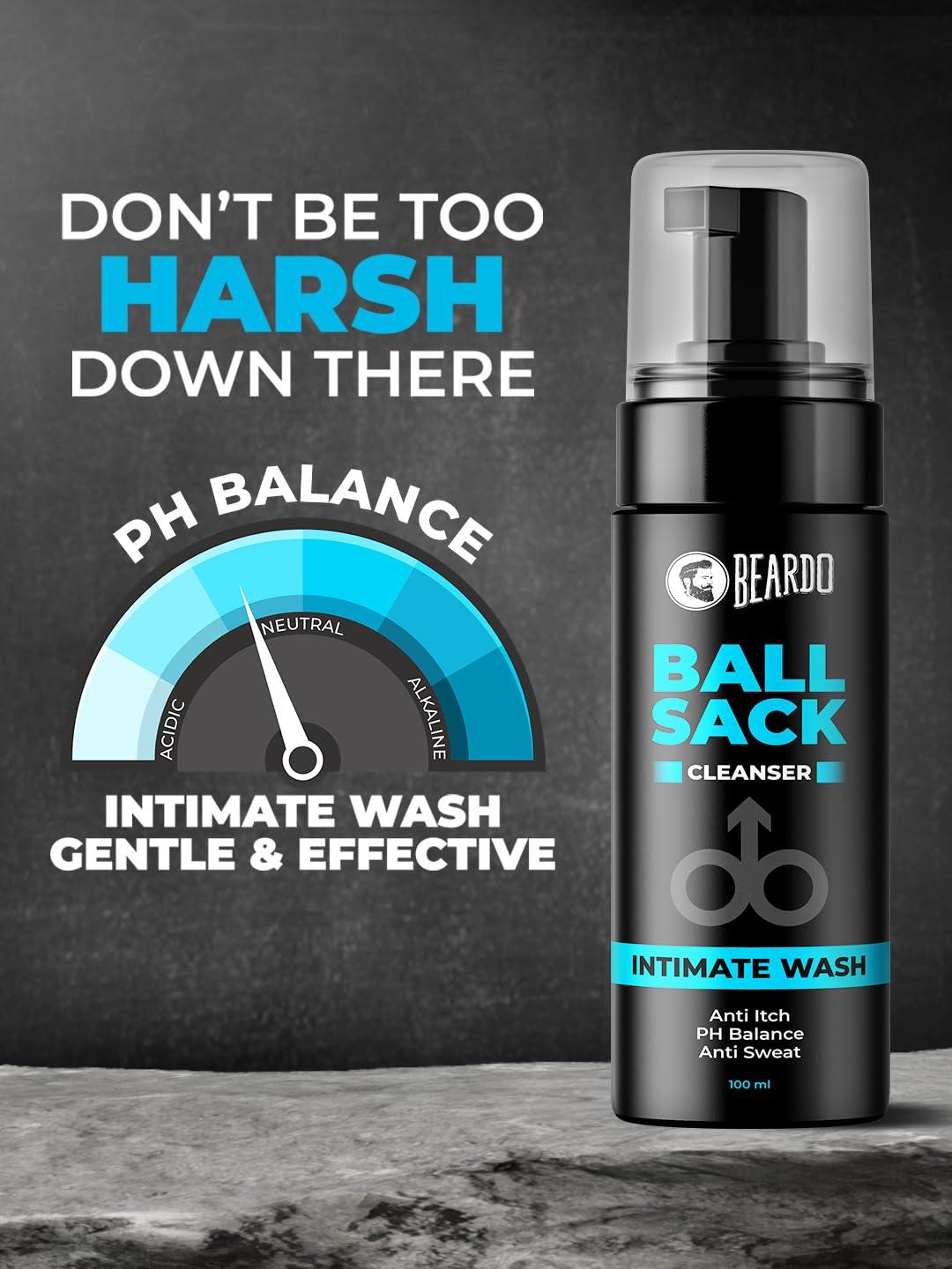 BEARDO Beardo Ball Sack Intimate Wash For Men, 100ml | Prevent Odour, Itch, Sweating | No Dryness No Irritation | PH Balance Intimate Foaming Cleanser For Men
