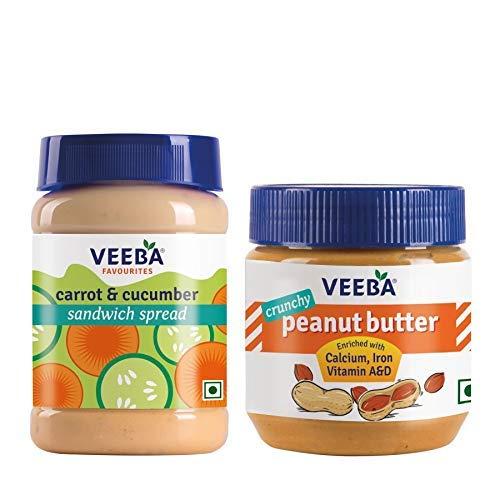 VEEBA VEEBA Breakfast - Carrot N Cucumber Sandwich Spread 250g, & Peanut Butter Crunchy Jar 340g Combo