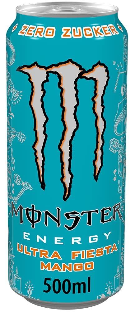 Monster Energy Monster Energy Ultra Fiesta Mango Carbonated Energy Drink | L-Carnitine + Taurine + Zero Sugar, 16.91 fl oz 500 ml, 12 Pack