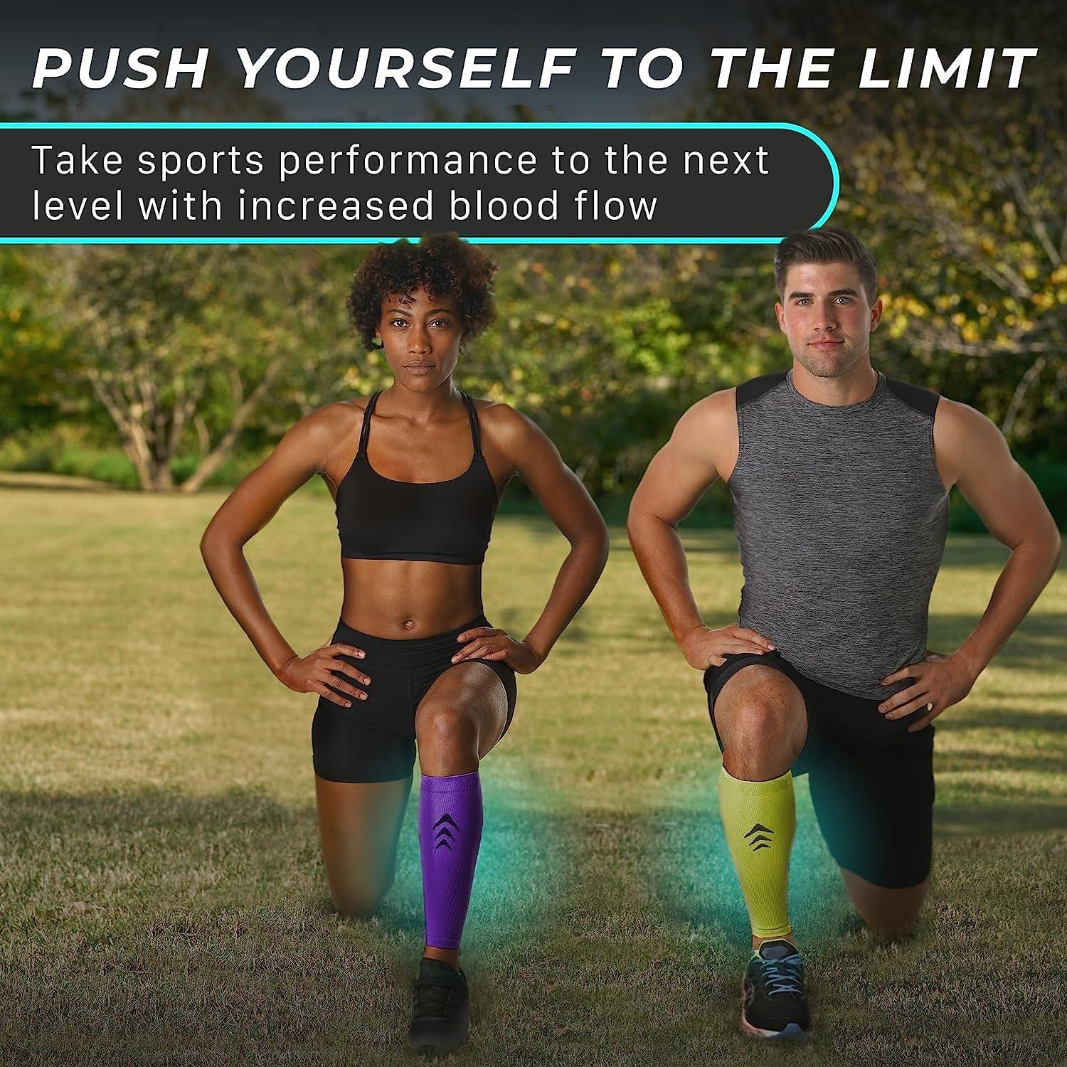 Leosportz Leosportz Calf Support Shin Brace Support - Shin Splints Compression Sleeves for Men & Women | Leg Compression for Sports Gym Running Cycling Jogging Workout Pain Relief Injury (XL, Red-Black)