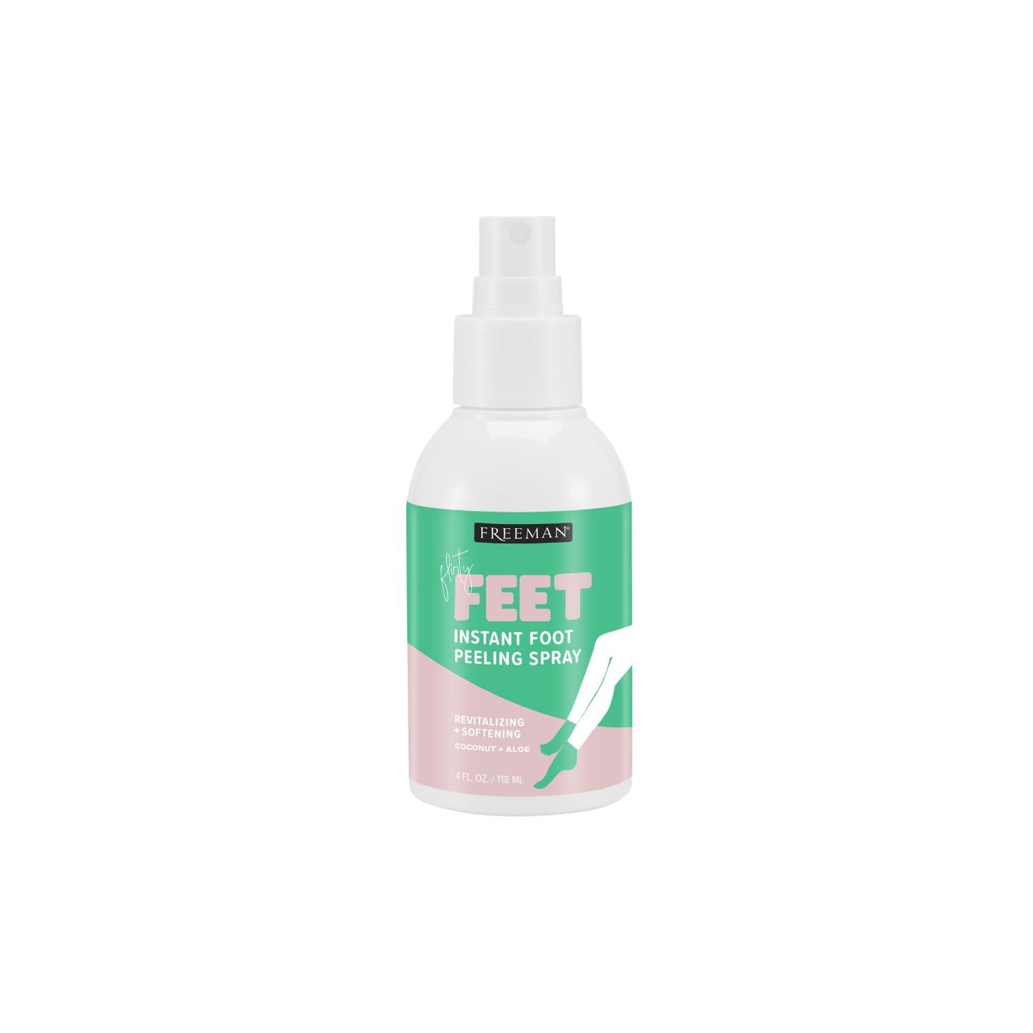 Freeman FREEMAN Beauty Flirty Feet Instant Peeling Foot Spray, Coconut and Aloe, Blue, 4 Fl Oz