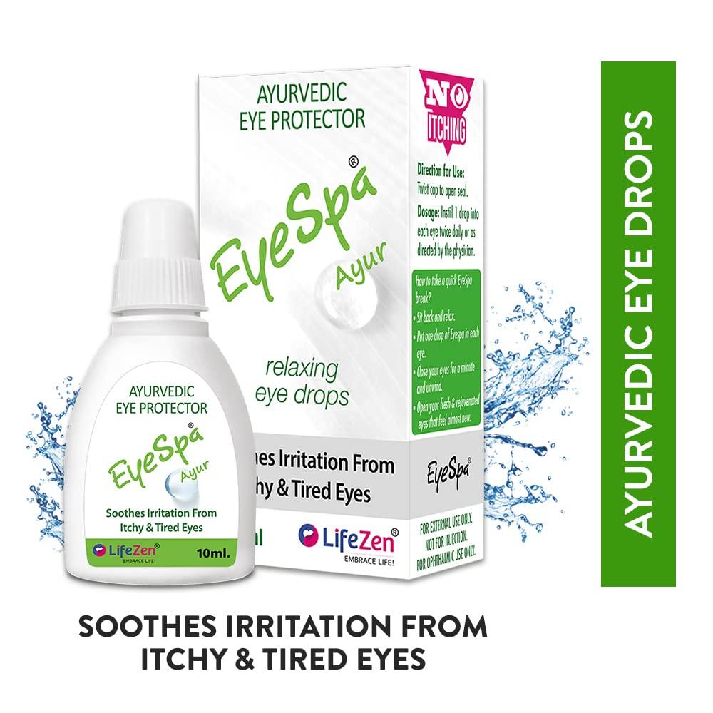Eyespa EyeSpa Ayur - Ayurvedic Eye Drop | Relieves Dryness, Redness, Itching, Cooling | daily-use Eye Drop with Triphala, Rose water, Bhringaraj, Honey | 10ML (Pack of 2)
