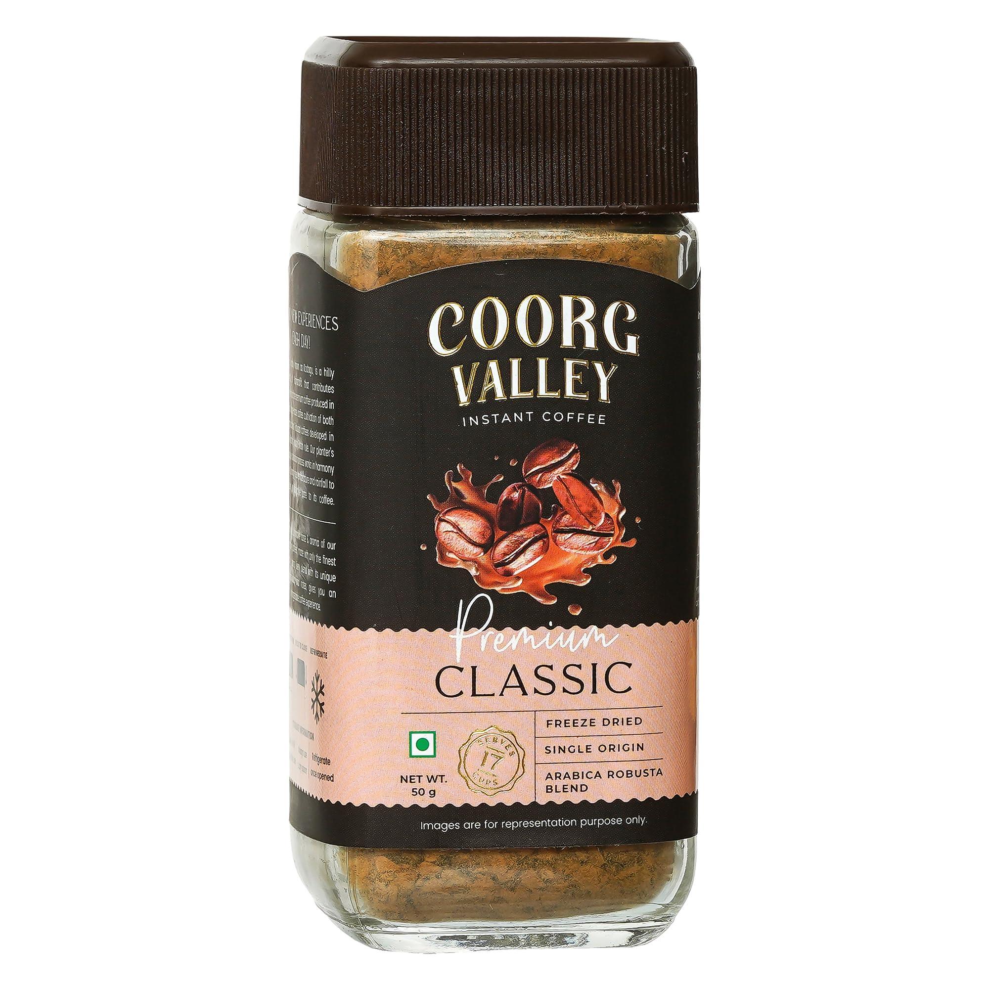 Coorg Valley Coorg Valley Premium Classic Coffee | Arabica Robusta Blend | Freeze Dried Coffee - 50 g (Pack of 1)