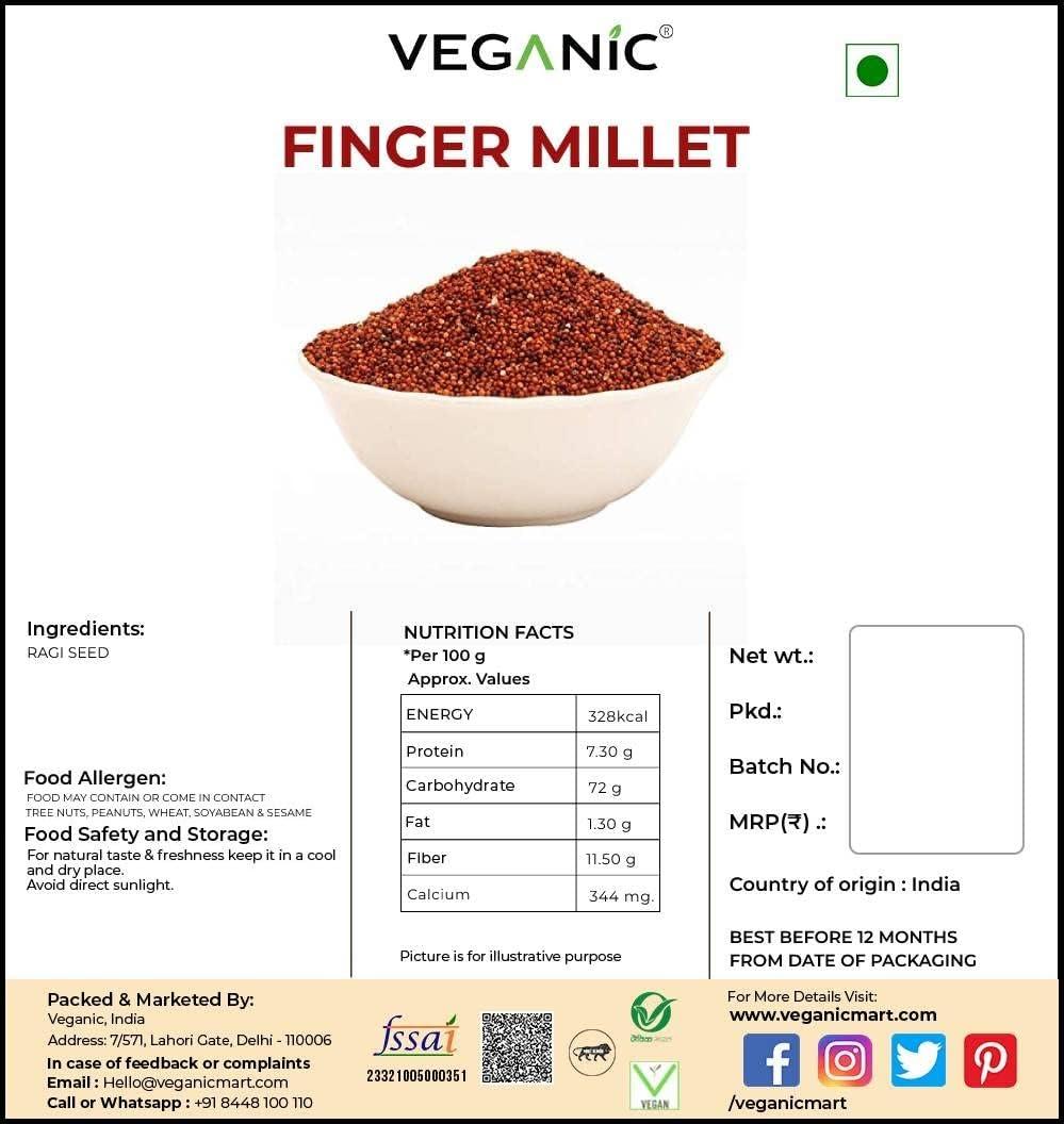 Veganic Veganic Ragi Edible Seed | Finger Millet | Whole Grain | Kelvaragu | Nachni | Ragulu/Aariyam/Maduva/Panji Pullu (1800)