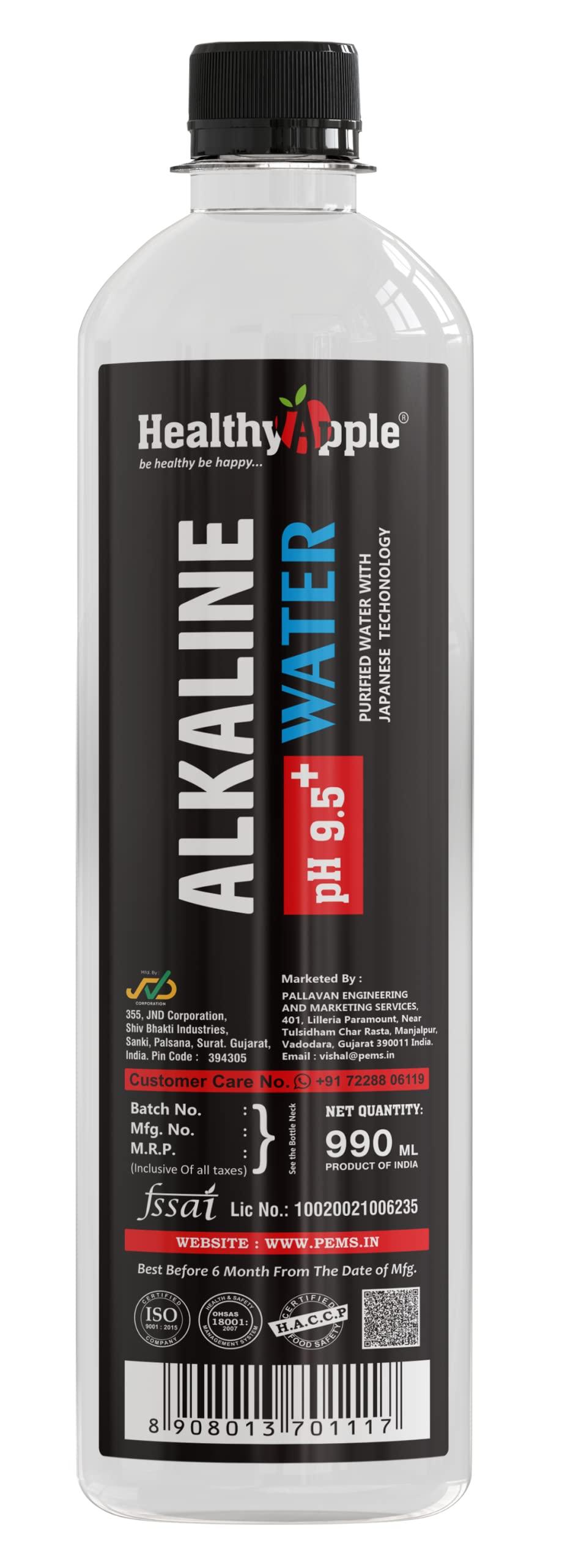 Healthy Apple Healthy Apple Nano-Filtered Ionized Alkaline Water with pH Up to 9.5 | High Mineral Content and Antioxidants 1000 ml (Non-Carbonated Water Based Beverage) (10)