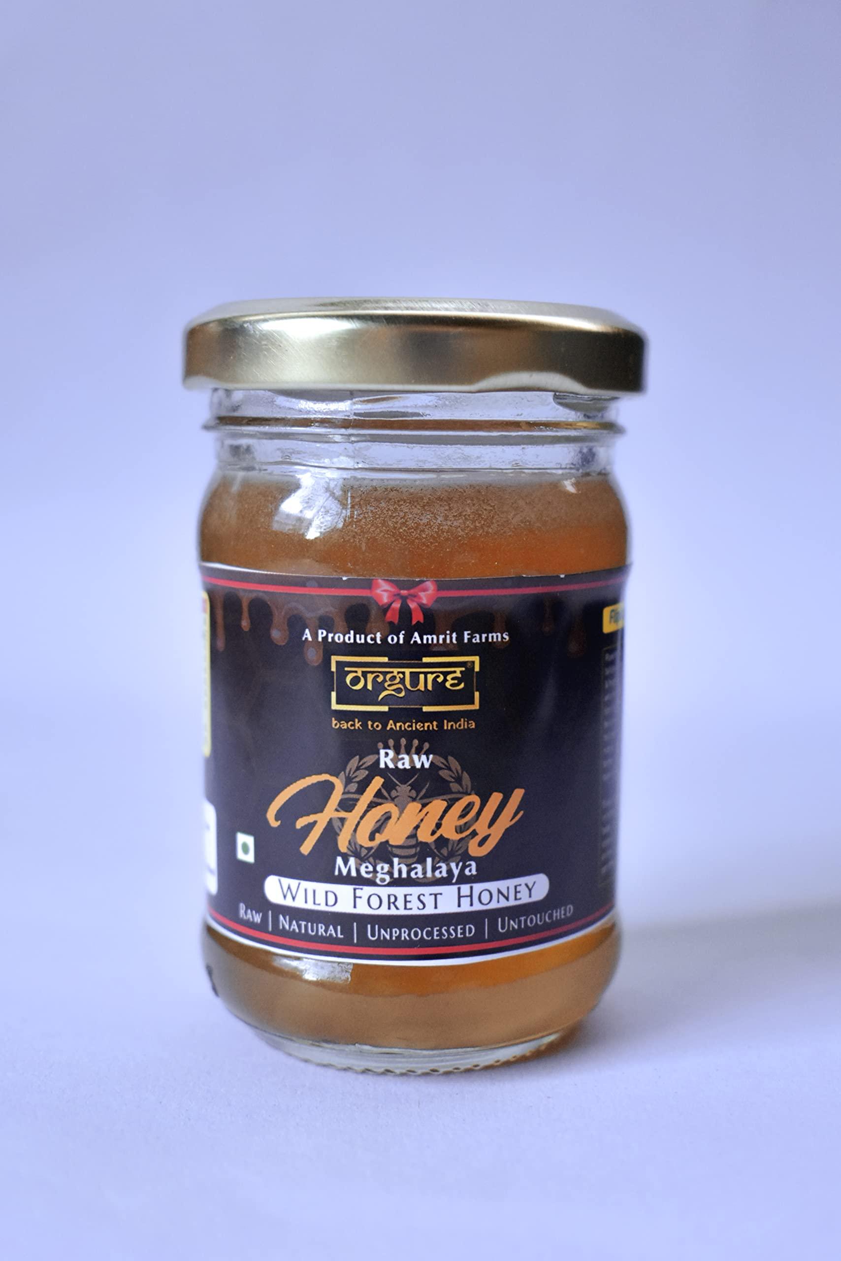ORGURE Orgure Organic & Healthy Gift Hamper | A2 Desi Bilona Ghee | Raw Wild Forest Honey from Meghalaya | Lakadong Original Turmeric | Natural | Unprocessed | Immunity Booster (Mini)