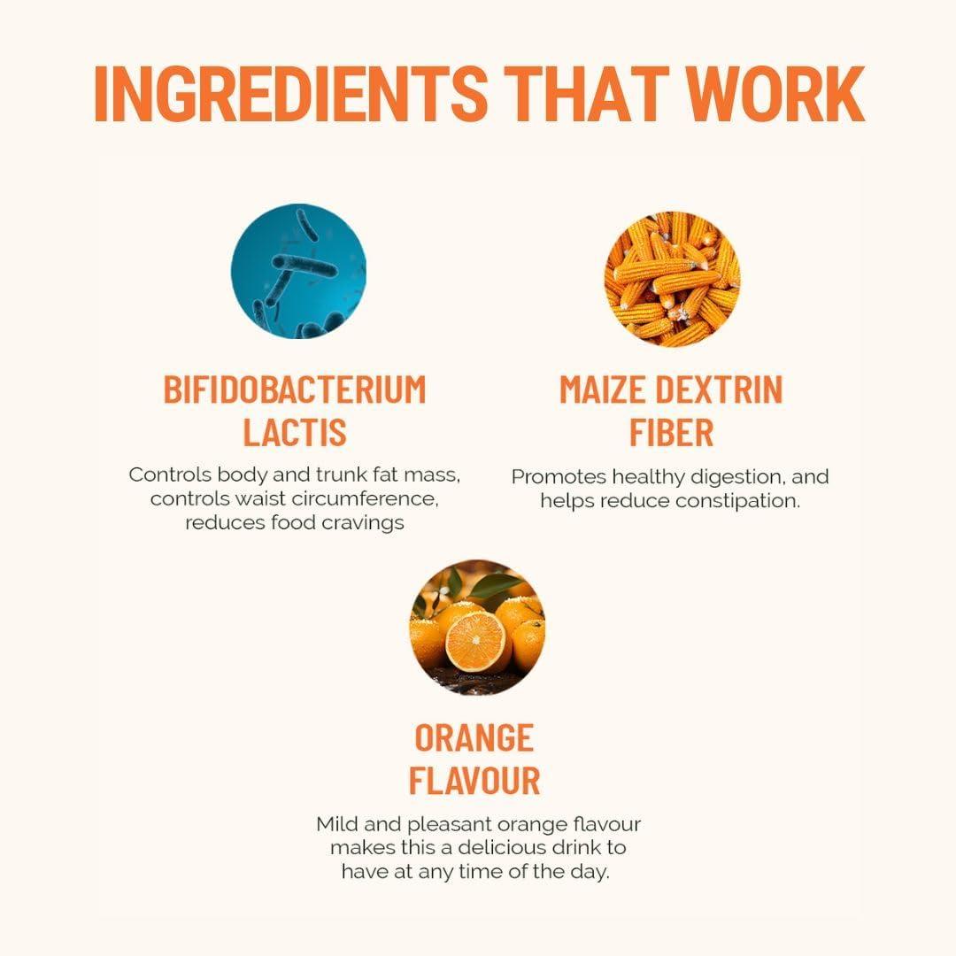 The Healthspan Co. The Healthspan Co. Sustainably Lean | Improve Metabolism To Manage Weight | For Men & Women | Fiber Rich | 10 BN CFU Probiotic | 45 Days Pack | Pack of 3 | Orange Flavour