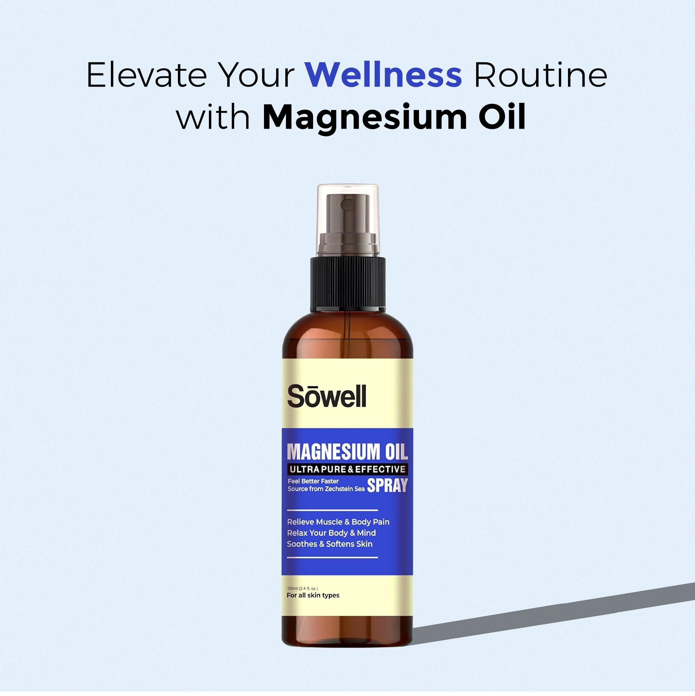 Sowell Health Sowell Magnesium Oil | Ultra Pure and Effective Spray for Muscle and Body Pain Relief, Relaxing Your Body and Mind