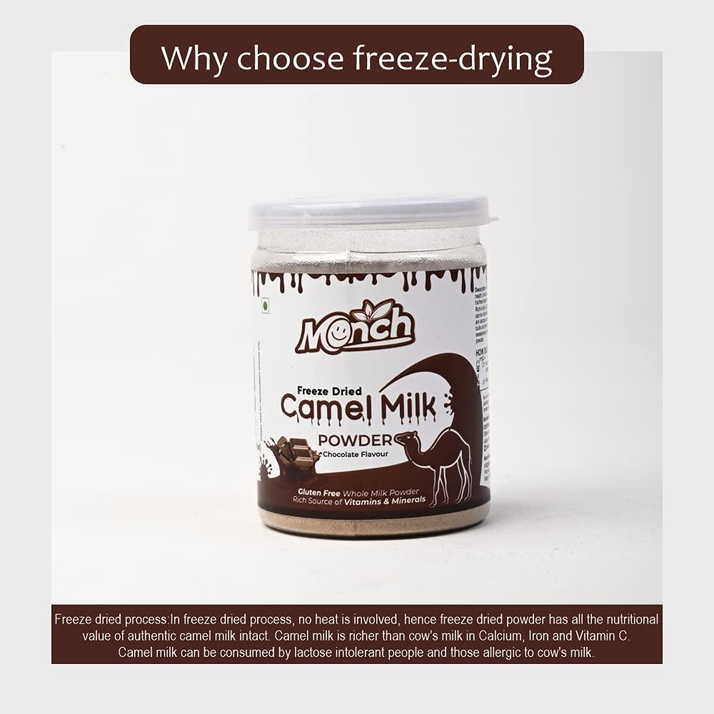 Monch Monch Camel Milk Powder - Camel Milk Powder Helps In Height - Freeze Dried, Chocolate Flavoured (50g, Pack of 3)|Premium, Rich & Creamy, Instant Nutrient-Rich Dairy Alternative with Gourmet Chocolate Infusion, Single-Serve Convenience