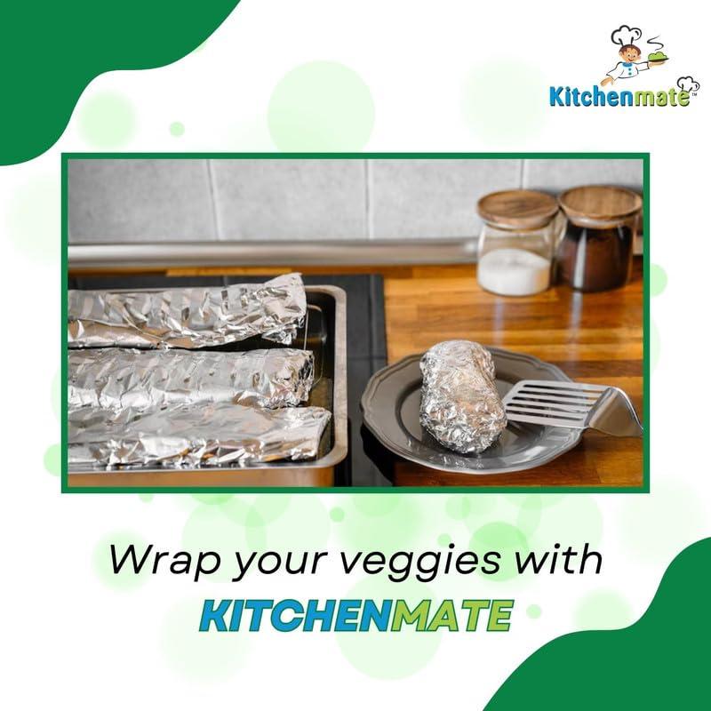 Kitchenmate Kitchenmate 9 m Aluminium Foil for Food Packing, Wrapping, Baking, Storing and Serving, Keeps Food Safe & Flavourful, Microwace Safe Foil Paper for Food Wrap Non Toxic-(Pack of 3)