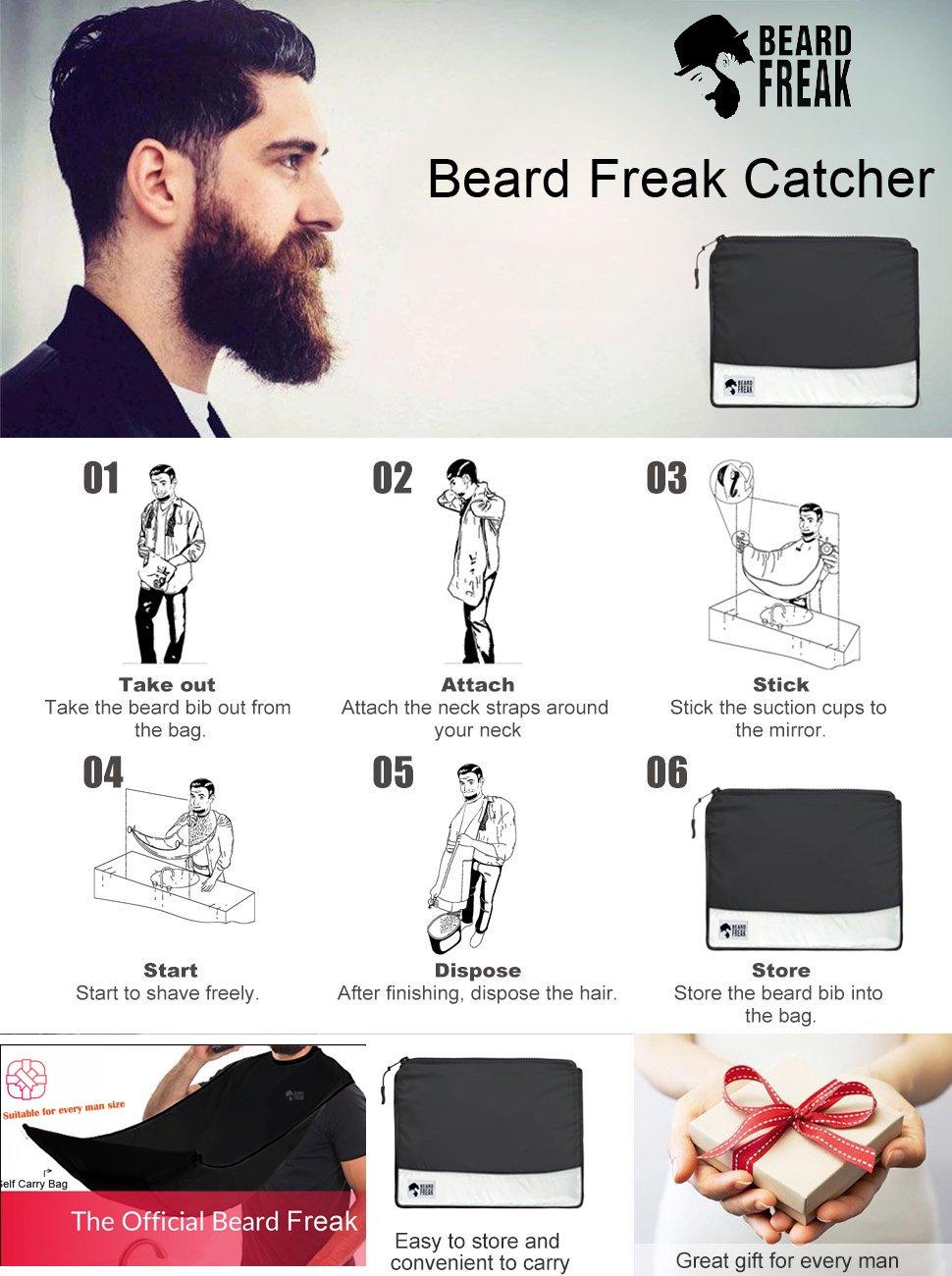 Beard Freak Beard Freak Trimming Catcher with Unique Carry Bag - Black Apron