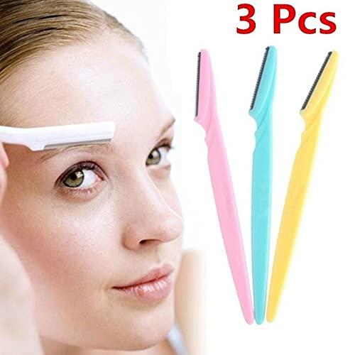 Generic 3Pcs Eyebrow Razors -Eyebrow Razor and Face Razor for Women,Multipurpose Exfoliating Tool, Face Razor and Eyebrow Shaper for Women or Man With 2Pcs Tweezer