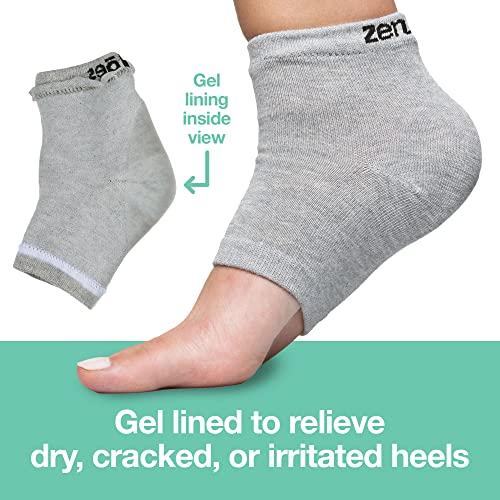 ZenToes ZenToes Moisturizing Heel Socks 2 Pairs Gel Lined Toeless Spa Socks to Heal and Treat Dry, Cracked Heels While You Sleep (Cotton, Gray)