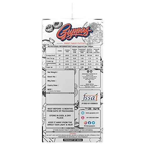 Guppas Guppas Pani Puri with 4 Pani Masala and Imli Chutney | Ready in 5mins 50 pcs | Easy to Make Pani Puri at Home | hygienic Street Style Indian paani Puri | Kids Love pani Puri , 285gms (Pack of 2)