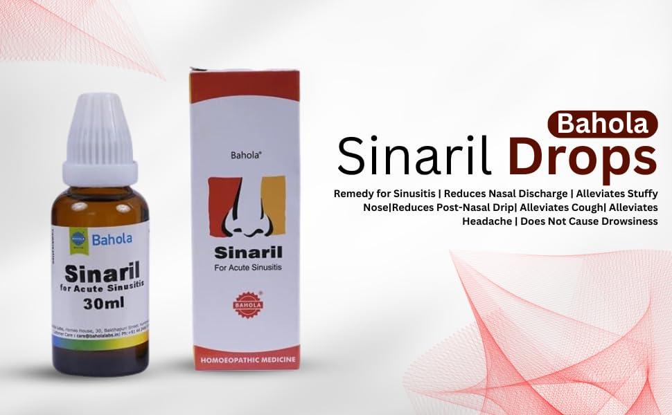 Bahola Bahola Sinaril 30ml Drops | Remedy for Sinusitis | Reduces Nasal Discharge | Alleviates Stuffy Nose|Reduces Post-Nasal Drip| Alleviates Cough| Alleviates Headache | Does Not Cause Drowsiness,Pack of 1