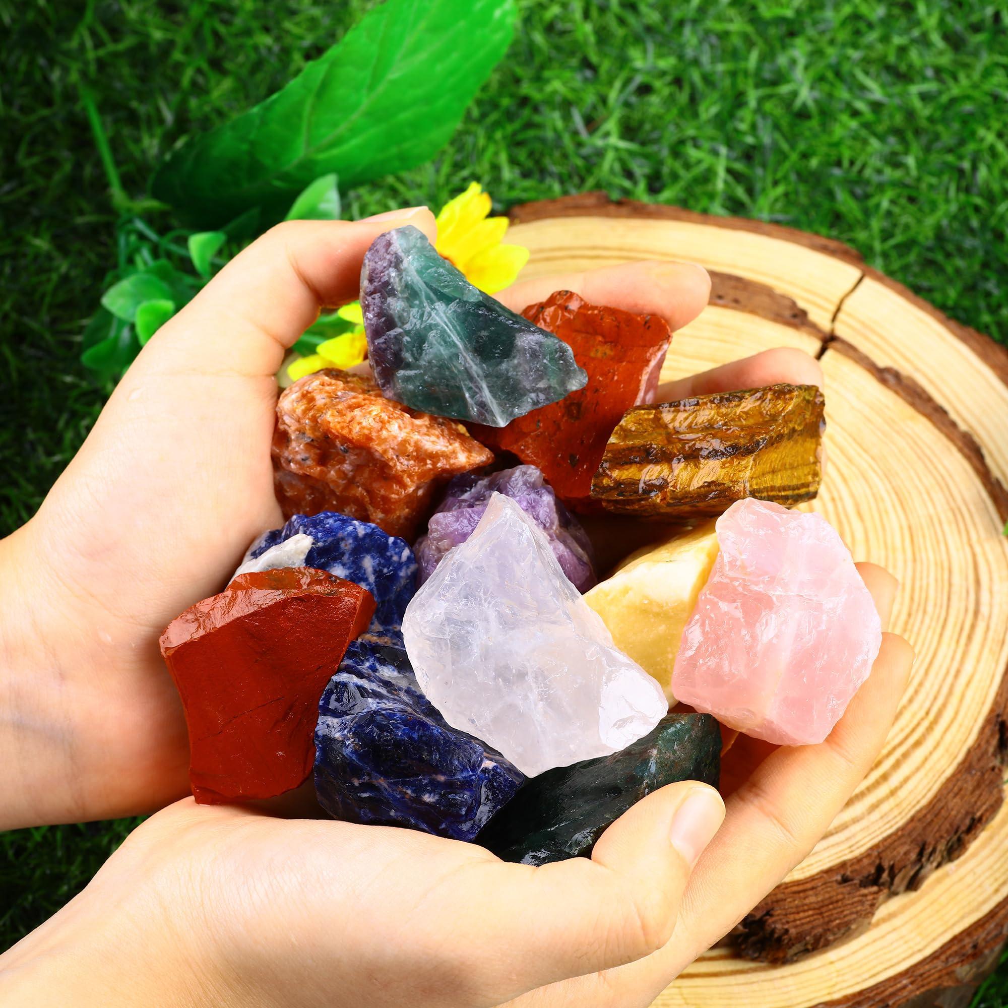 UFEEL UFEEL 3 LB Bulk Rough Stone Mix Large 1\" Natural Raw Crystals for Tumbling Cabbing Polishing Wire Wrapping