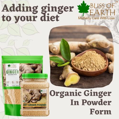 BLISS OF EARTH Bliss of Earth Certified Organic Ginger Powder Dry for Tea & Juice, Pure Antioxidant Super Food, 250GM