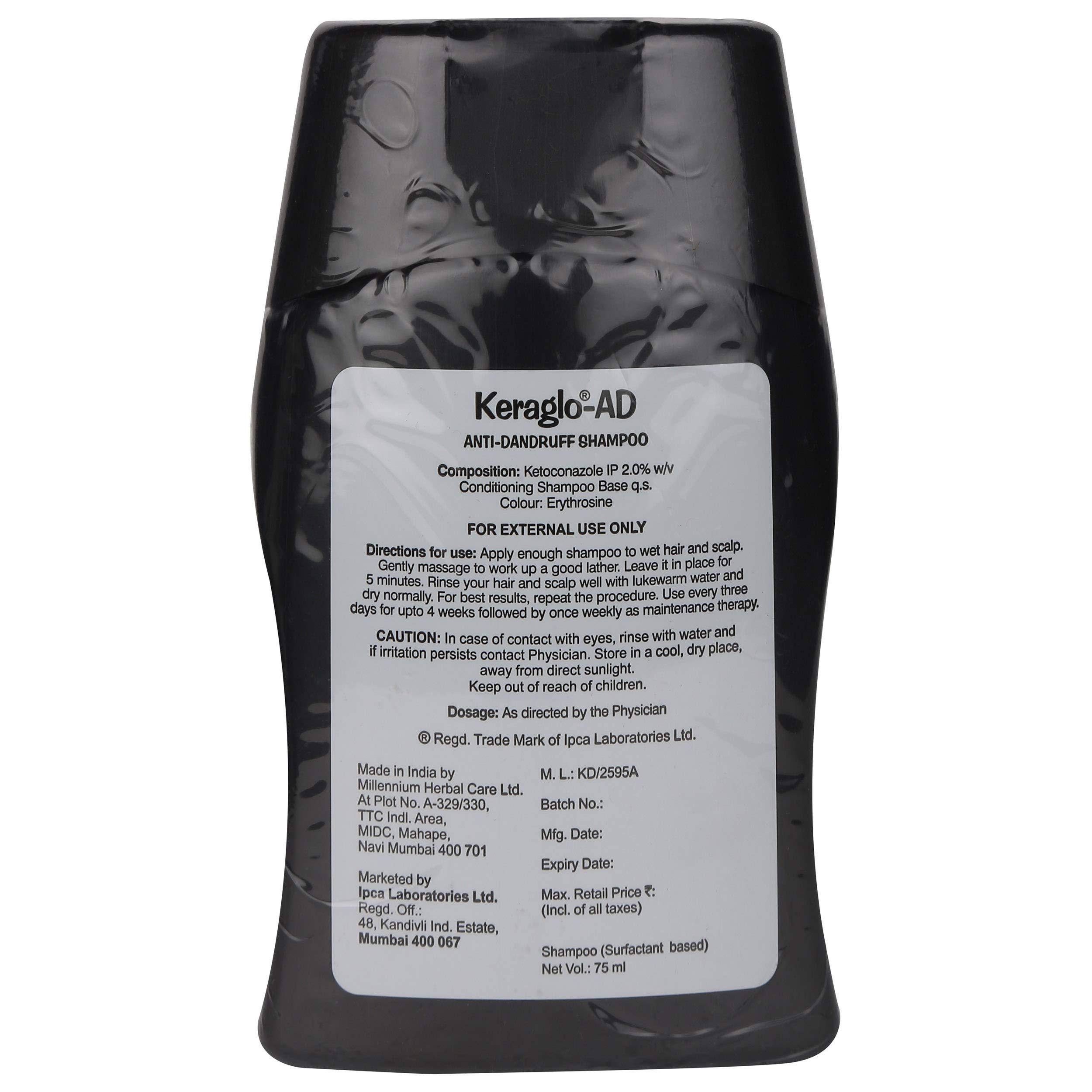 Keraglo-Ad Keraglo-AD - Bottle of 75 ml Anti-Dandruff Shampoo with 2% Ketoconazole