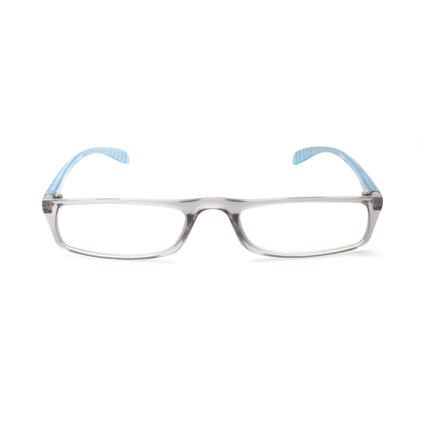 TIZIANO TIZIANO New Age Reading Glasses (Model: Tz-801 Transperant Grey with Blue side +2.25 with Rectangular Eye Shape)