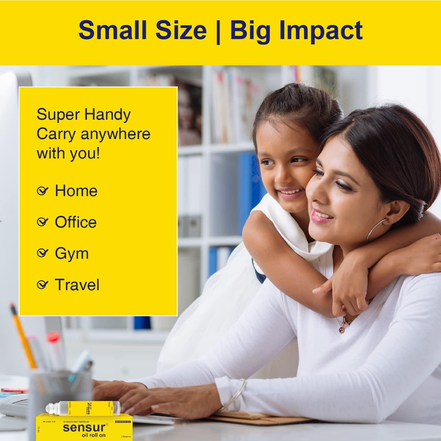 Sensur Sensur Natural and Ayurvedic Pain Relief Oil Roll On, 10ml (New Pack of 10) | Fast Relief All Pains, One solution