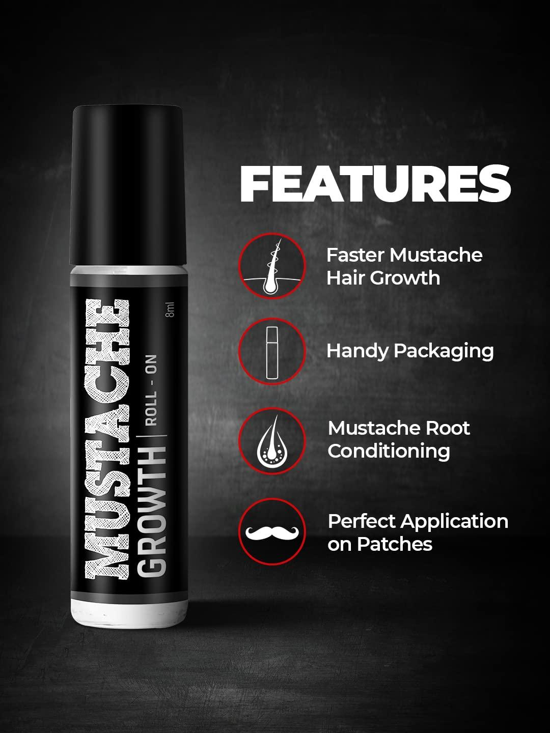 BEARDO Beardo Beard & Mustache Growth Combo | Mustache Growth Roll On 8ml & Beard n Hair Growth Oil 50ml (Set of 2)