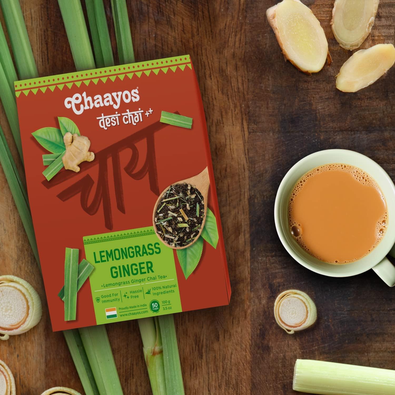 Chaayos Chaayos Lemongrass Ginger Tea - Premium Chai Patti for Cough & Cold Remedy (300g)